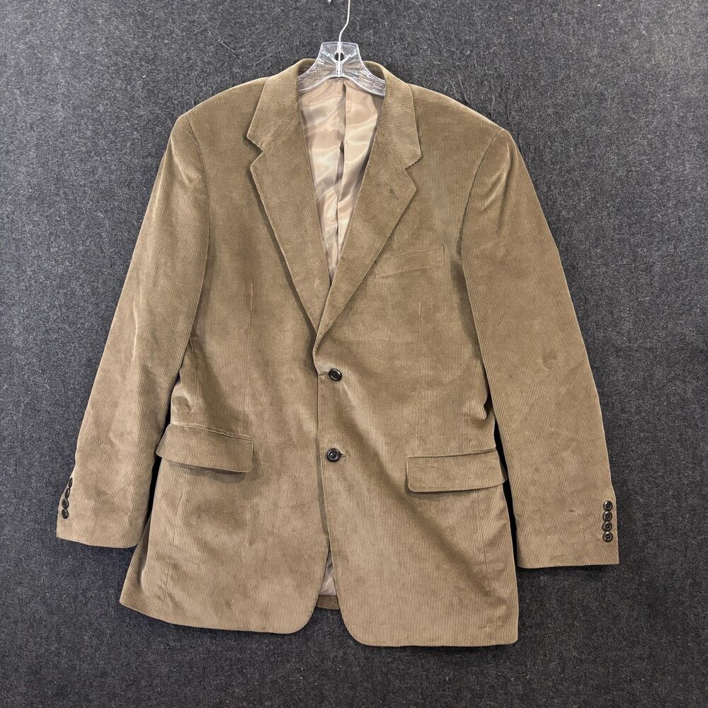 Alan Flusser Blazer Men's 44R Beige Corduroy 100% Cotton Sport Coat Jacket